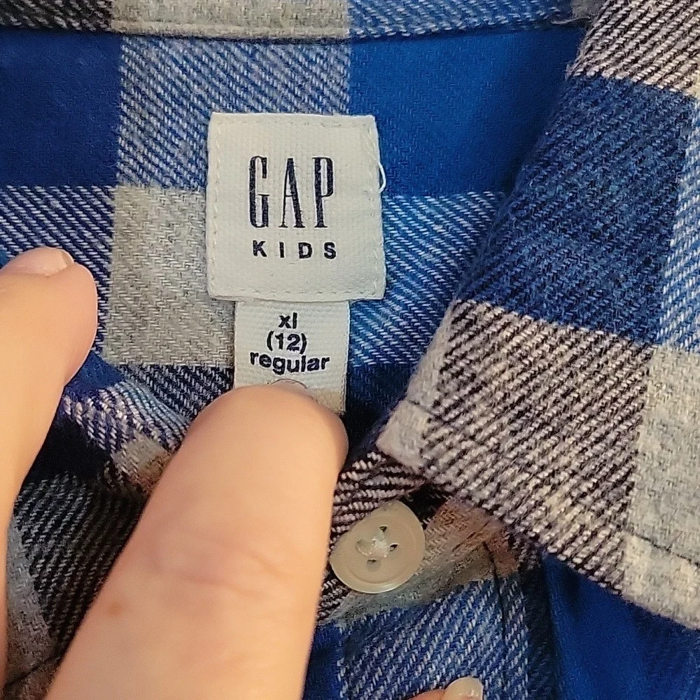 Gap blue plaid flannel xl/12